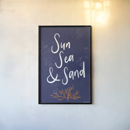 Just Beachy I by Becky Thorns. shown as a paper print in a black flame. Available as a archival giclee rolled canvas, fine art paper, or poster print. SKU 83388h.