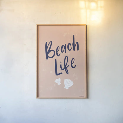 Just Beachy II by Becky Thorns. shown as a paper print in a natural frame. Available as a archival giclee rolled canvas, fine art paper, or poster print. SKU 83389h.