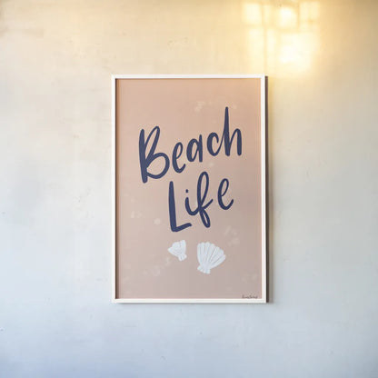 Just Beachy II by Becky Thorns. shown as a paper print in a white frame. Available as a archival giclee rolled canvas, fine art paper, or poster print. SKU 83389h.