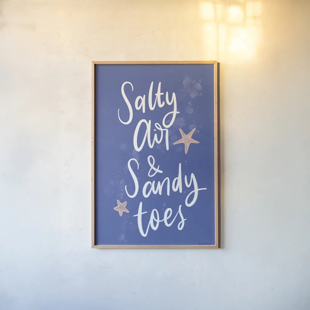 Just Beachy III by Becky Thorns. shown as a paper print in a natural frame. Available as a archival giclee rolled canvas, fine art paper, or poster print. SKU 83390h.