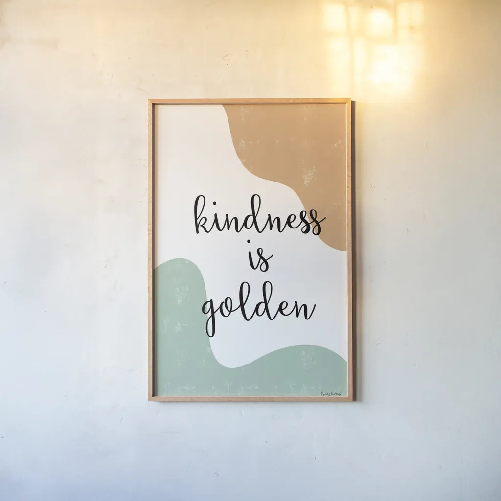 Kindness by Becky Thorns. shown as a paper print in a natural frame. Available as a archival giclee rolled canvas, fine art paper, or poster print. SKU 68254h.
