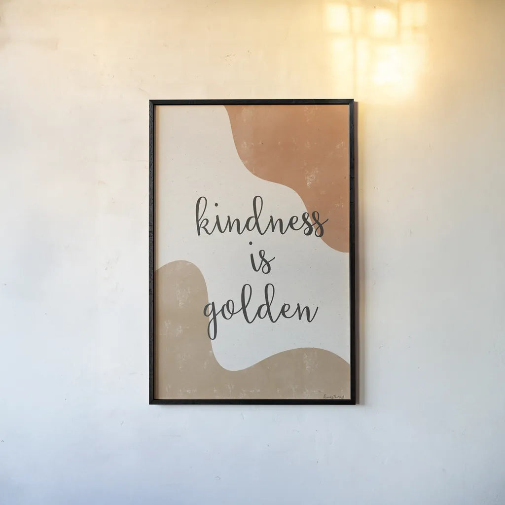 Kindness Warm by Becky Thorns. shown as a paper print in a black flame. Available as a archival giclee rolled canvas, fine art paper, or poster print. SKU 73692h.
