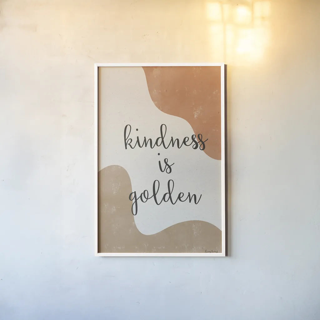 Kindness Warm by Becky Thorns. shown as a paper print in a white frame. Available as a archival giclee rolled canvas, fine art paper, or poster print. SKU 73692h.