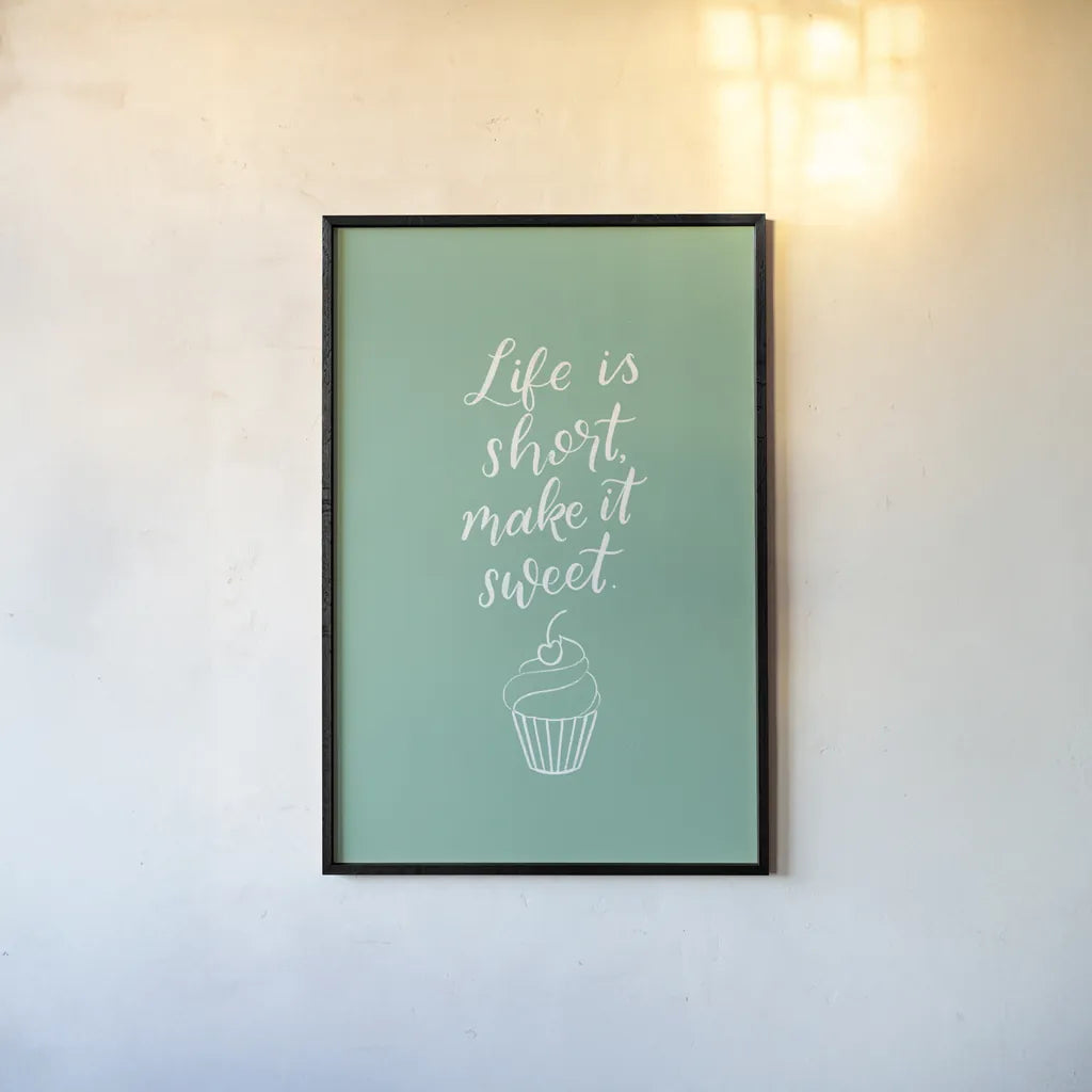 Kitchen Words I by Becky Thorns. shown as a paper print in a black flame. Available as a archival giclee rolled canvas, fine art paper, or poster print. SKU 65482h.