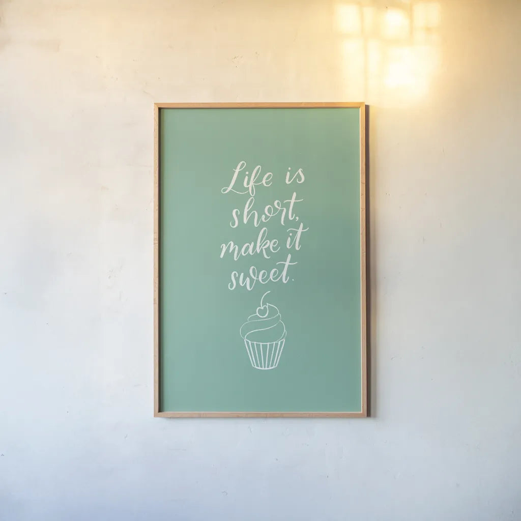 Kitchen Words I by Becky Thorns. shown as a paper print in a natural frame. Available as a archival giclee rolled canvas, fine art paper, or poster print. SKU 65482h.