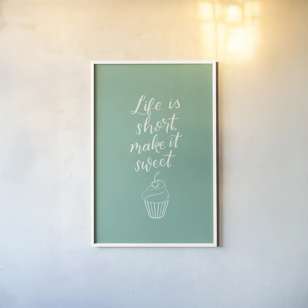 Kitchen Words I by Becky Thorns. shown as a paper print in a white frame. Available as a archival giclee rolled canvas, fine art paper, or poster print. SKU 65482h.