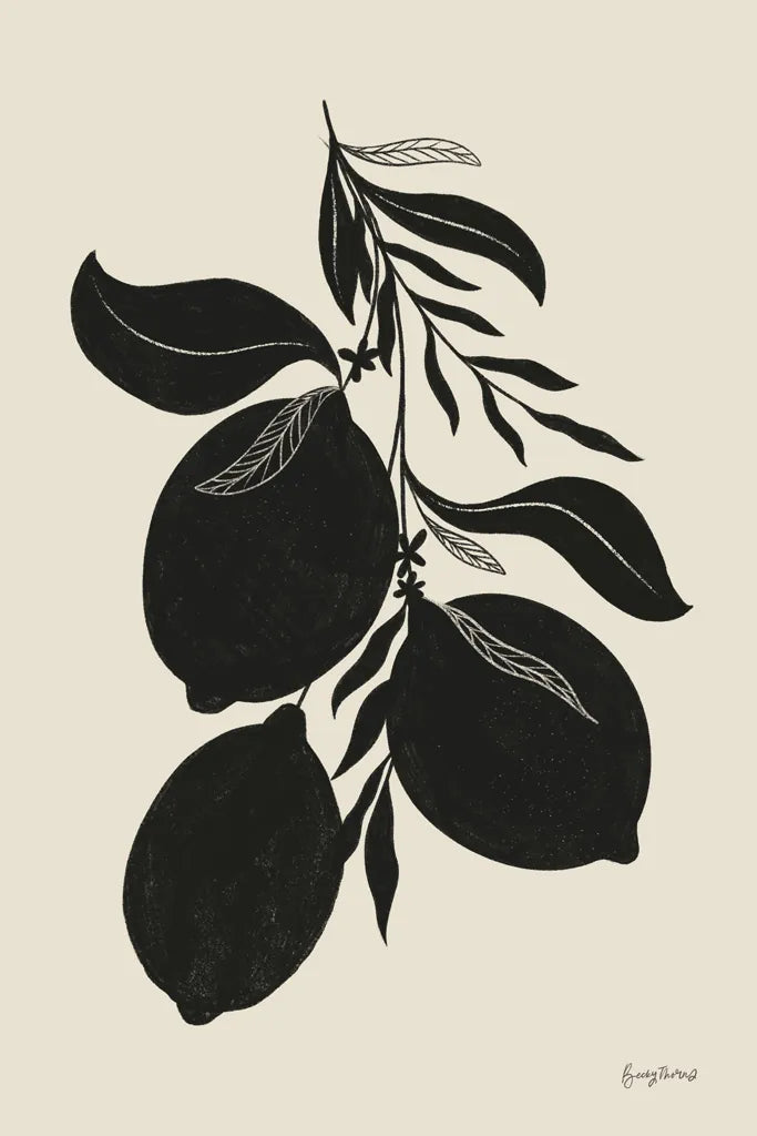 Lemon Silhouette I by Becky Thorns. SKU 76143h. Archival Giclee Fine art print for wall decor.