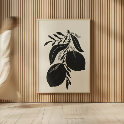 Lemon Silhouette II by Becky Thorns. shown as over sized large wall art. Available as an archival giclee rolled canvas, fine art paper, or poster print. SKU 76144h.