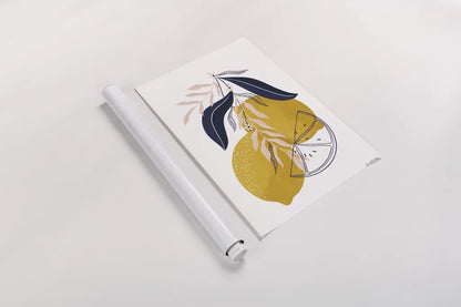 Lemons II by Becky Thorns. shown as a rolled paper print. Available as archival giclee rolled canvas, fine art paper, or poster print. SKU 64703h.