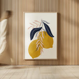 Lemons II No Wedge by Becky Thorns. shown as over sized large wall art. Available as an archival giclee rolled canvas, fine art paper, or poster print. SKU 68758h.