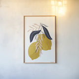Lemons II No Wedge by Becky Thorns. shown as a paper print in a natural frame. Available as a archival giclee rolled canvas, fine art paper, or poster print. SKU 68758h.