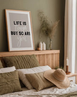 Life is Tough by Becky Thorns. shown as a paper print in a natural frame. Available as a archival giclee rolled canvas, fine art paper, or poster print. SKU 61716h.