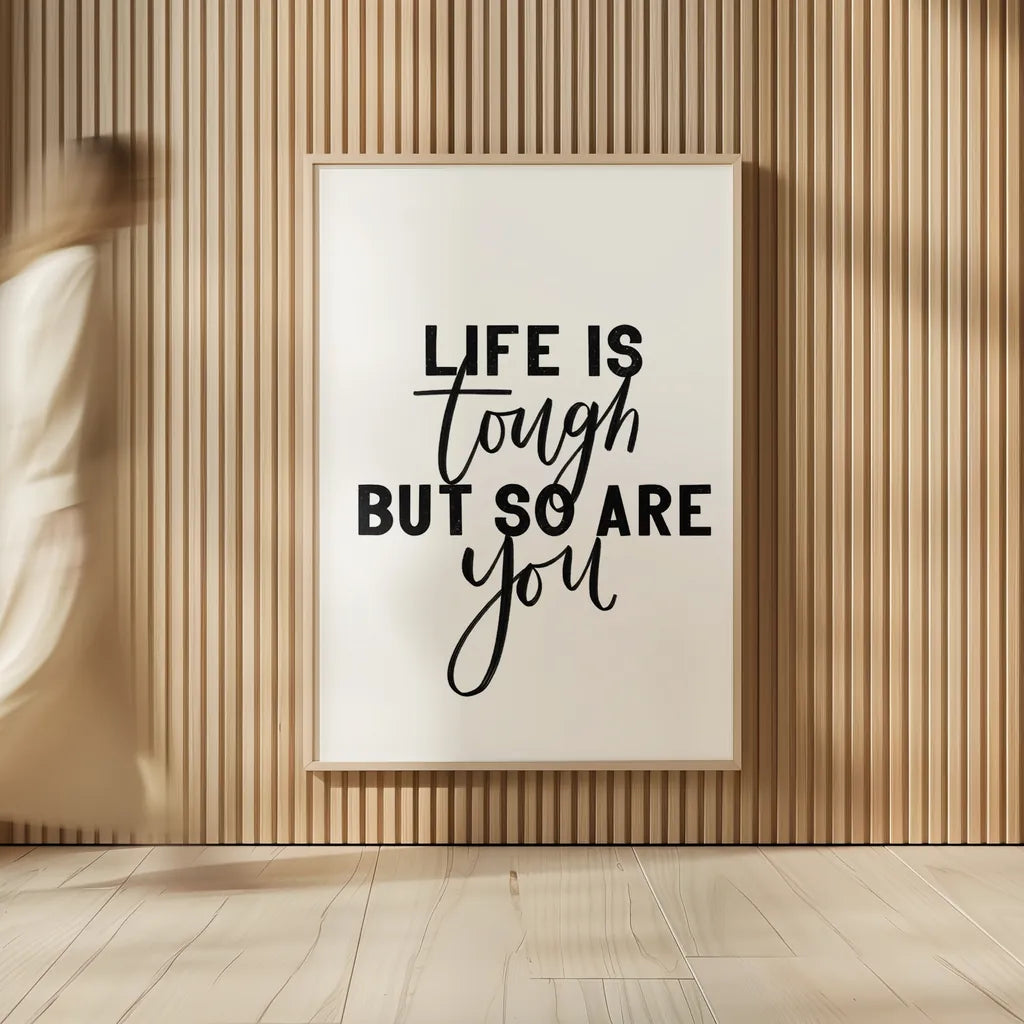 Life is Tough BW by Becky Thorns. shown as over sized large wall art. Available as an archival giclee rolled canvas, fine art paper, or poster print. SKU 64207h.