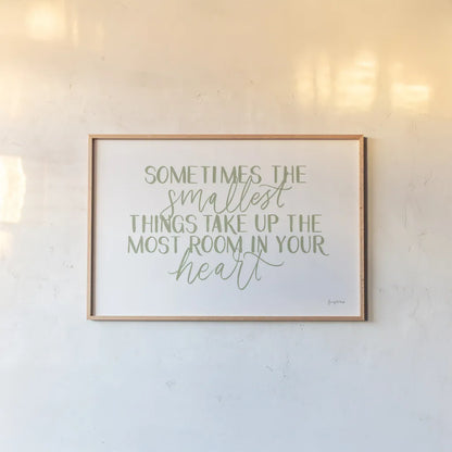 Little Child II Sage by Becky Thorns. shown as a paper print in a natural frame. Available as a archival giclee rolled canvas, fine art paper, or poster print. SKU 66996i.