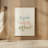 Love Each Other II by Becky Thorns. shown as over sized large wall art. Available as an archival giclee rolled canvas, fine art paper, or poster print. SKU 70981h.
