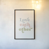 Love Each Other II by Becky Thorns. shown as a paper print in a black flame. Available as a archival giclee rolled canvas, fine art paper, or poster print. SKU 70981h.