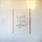 Love Each Other II by Becky Thorns. shown as a paper print in a white frame. Available as a archival giclee rolled canvas, fine art paper, or poster print. SKU 70981h.