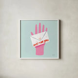 Love Letters I by Becky Thorns. Shown in a crisp white glass frame for a clean and minimalist style. Available as an archival giclee rolled canvas, fine art paper, or poster print. SKU 68906a.