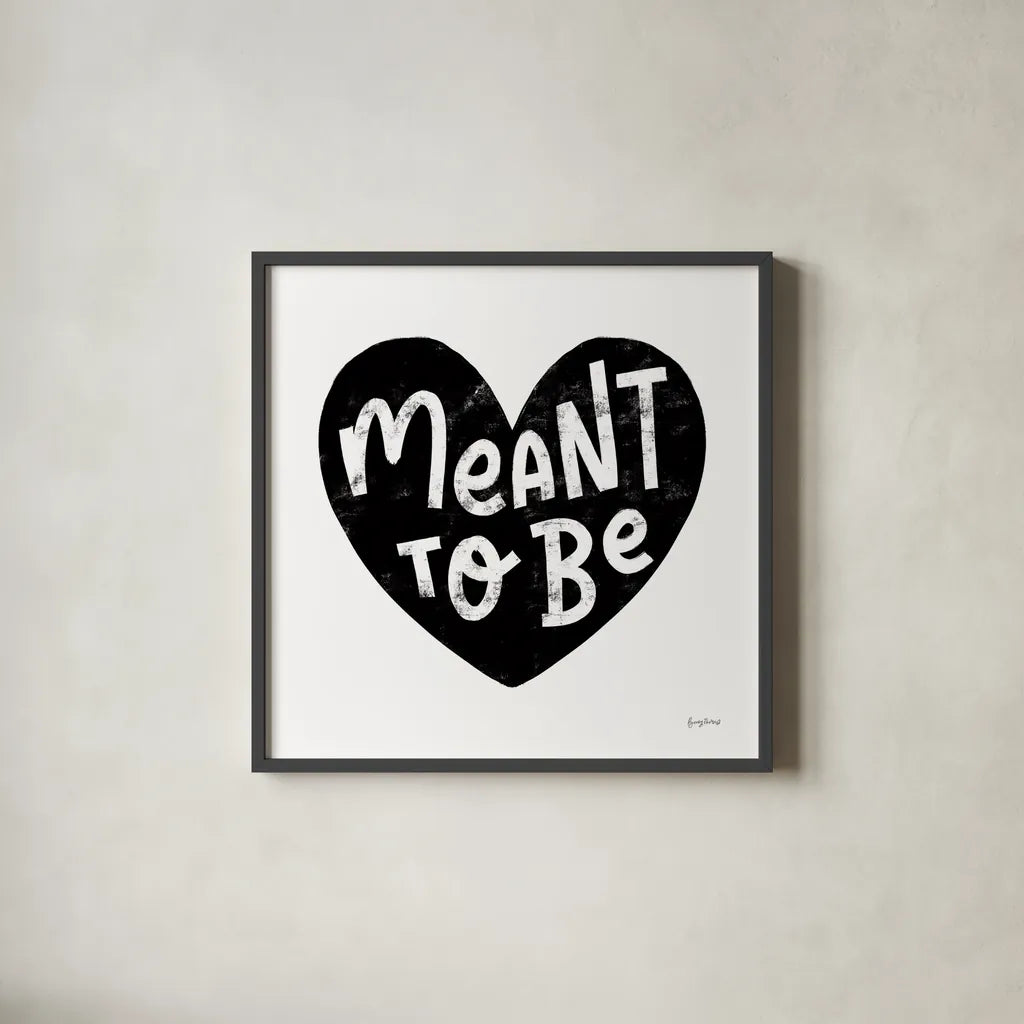 Love Letters II BW by Becky Thorns. Shown in a sleek black glass frame for a contemporary gallery look. Available as an archival giclee rolled canvas, fine art paper, or poster print. SKU 70451a.