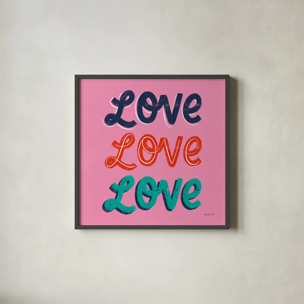 Love Letters III by Becky Thorns. Shown in a sleek black glass frame for a contemporary gallery look. Available as an archival giclee rolled canvas, fine art paper, or poster print. SKU 68908a.