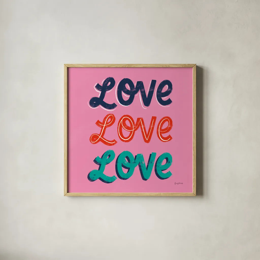 Love Letters III by Becky Thorns. Shown in a natural wood glass frame for a timeless modern aesthetic. Available as an archival giclee rolled canvas, fine art paper, or poster print. SKU 68908a.