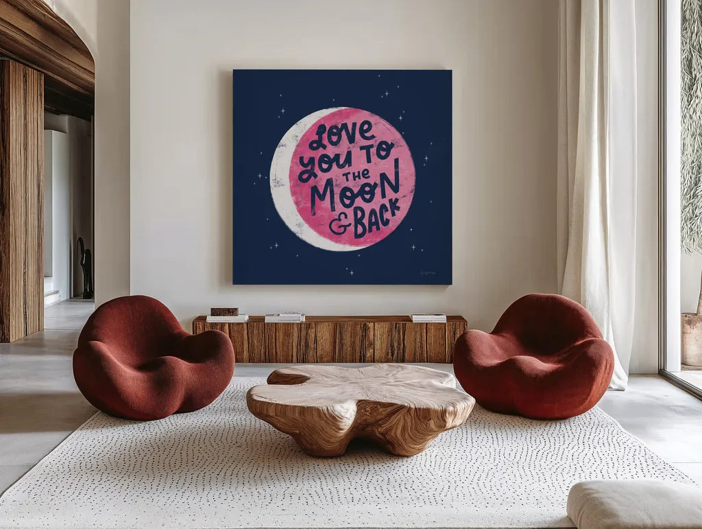 Love Letters IV by Becky Thorns. Shown as extra-large giant wall art in a modern living room. Available as an archival giclee rolled canvas, fine art paper, or poster print. SKU 68909a.