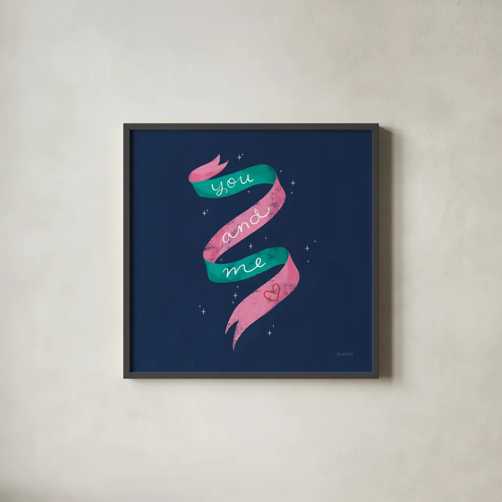 Love Letters V by Becky Thorns. Shown in a sleek black glass frame for a contemporary gallery look. Available as an archival giclee rolled canvas, fine art paper, or poster print. SKU 68910a.