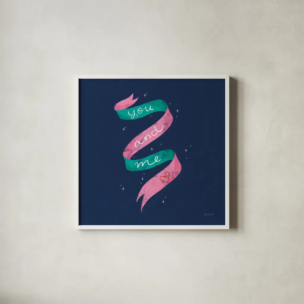 Love Letters V by Becky Thorns. Shown in a crisp white glass frame for a clean and minimalist style. Available as an archival giclee rolled canvas, fine art paper, or poster print. SKU 68910a.