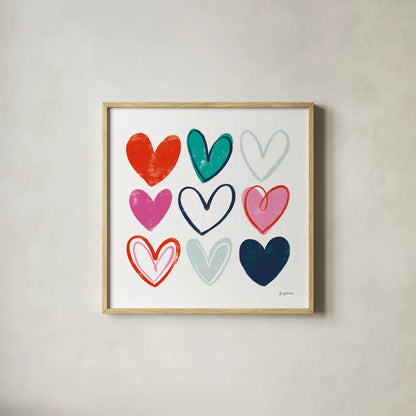 Love Letters VI by Becky Thorns. Shown in a natural wood glass frame for a timeless modern aesthetic. Available as an archival giclee rolled canvas, fine art paper, or poster print. SKU 68911a.