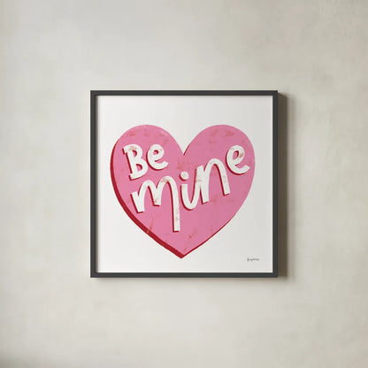 Love Letters VII Red by Becky Thorns. Shown in a sleek black glass frame for a contemporary gallery look. Available as an archival giclee rolled canvas, fine art paper, or poster print. SKU 70516a.