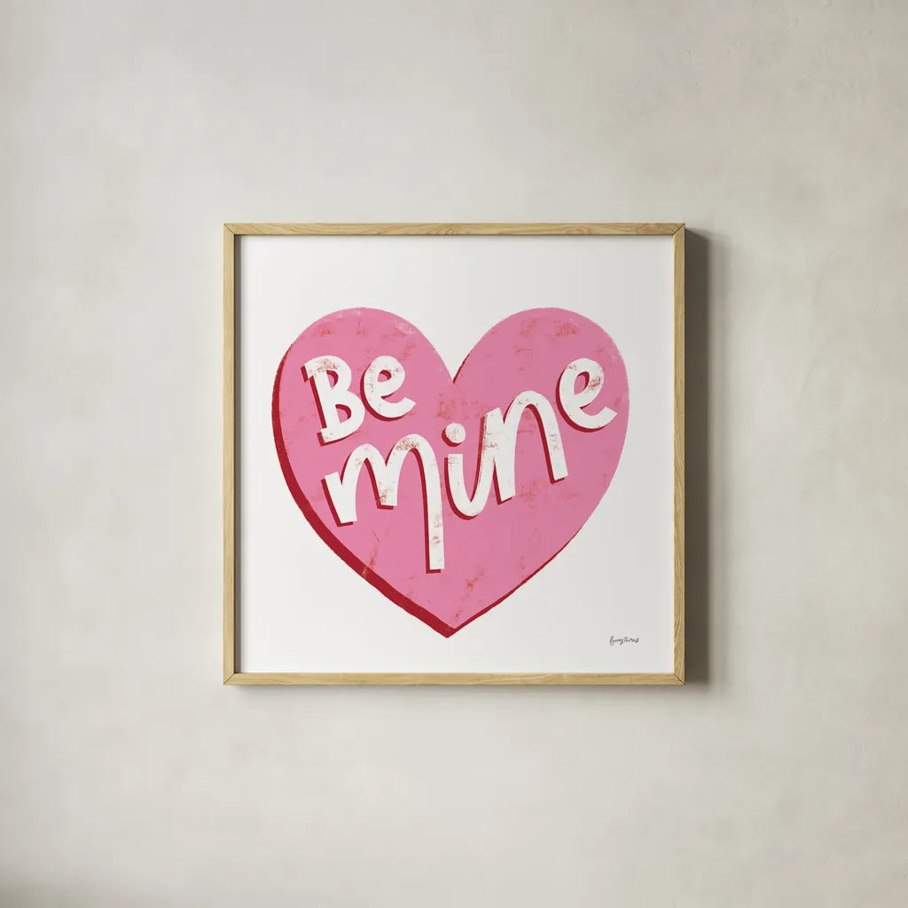 Love Letters VII Red by Becky Thorns. Shown in a natural wood glass frame for a timeless modern aesthetic. Available as an archival giclee rolled canvas, fine art paper, or poster print. SKU 70516a.