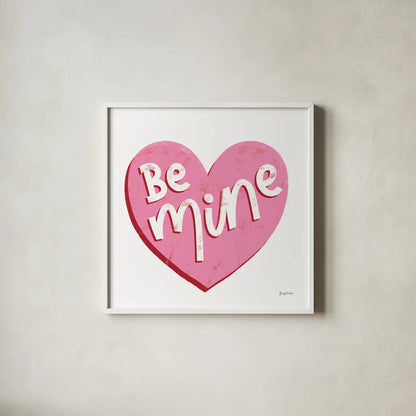 Love Letters VII Red by Becky Thorns. Shown in a crisp white glass frame for a clean and minimalist style. Available as an archival giclee rolled canvas, fine art paper, or poster print. SKU 70516a.