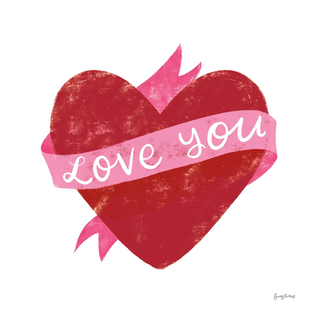 Love Letters VIII Deep Red by Becky Thorns. SKU 70517a. Archival Giclee Fine art print for wall decor.