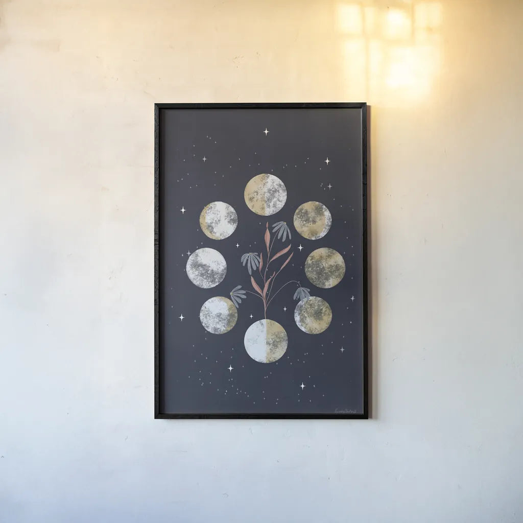 Luna I by Becky Thorns. shown as a paper print in a black flame. Available as a archival giclee rolled canvas, fine art paper, or poster print. SKU 67766h.
