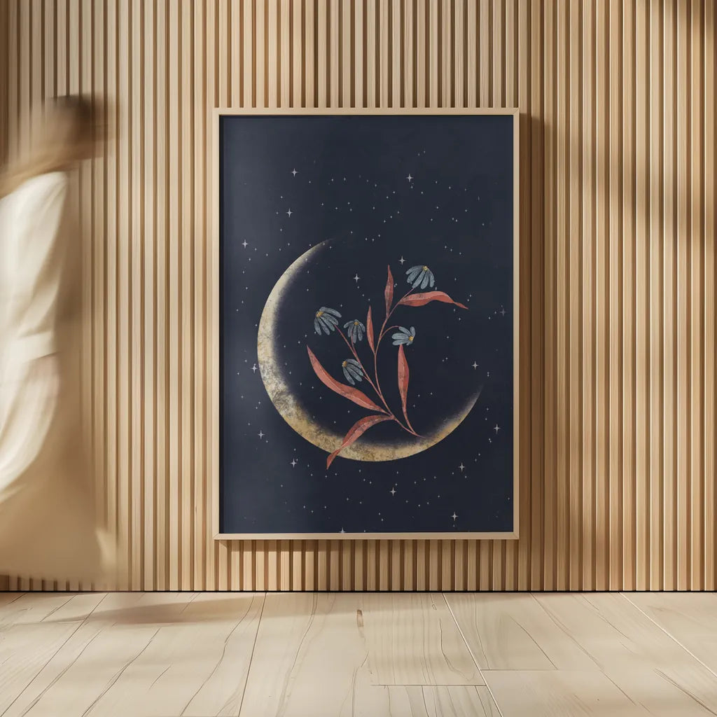 Luna II by Becky Thorns. shown as over sized large wall art. Available as an archival giclee rolled canvas, fine art paper, or poster print. SKU 67767h.