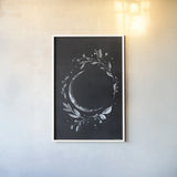 Lunar I by Becky Thorns. shown as a paper print in a white frame. Available as a archival giclee rolled canvas, fine art paper, or poster print. SKU 67814h.