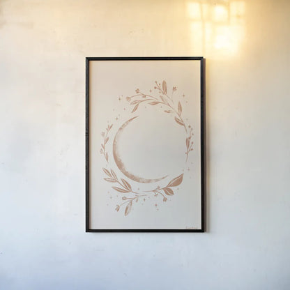 Lunar I Neutral by Becky Thorns. shown as a paper print in a black flame. Available as a archival giclee rolled canvas, fine art paper, or poster print. SKU 75900h.