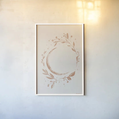 Lunar I Neutral by Becky Thorns. shown as a paper print in a white frame. Available as a archival giclee rolled canvas, fine art paper, or poster print. SKU 75900h.