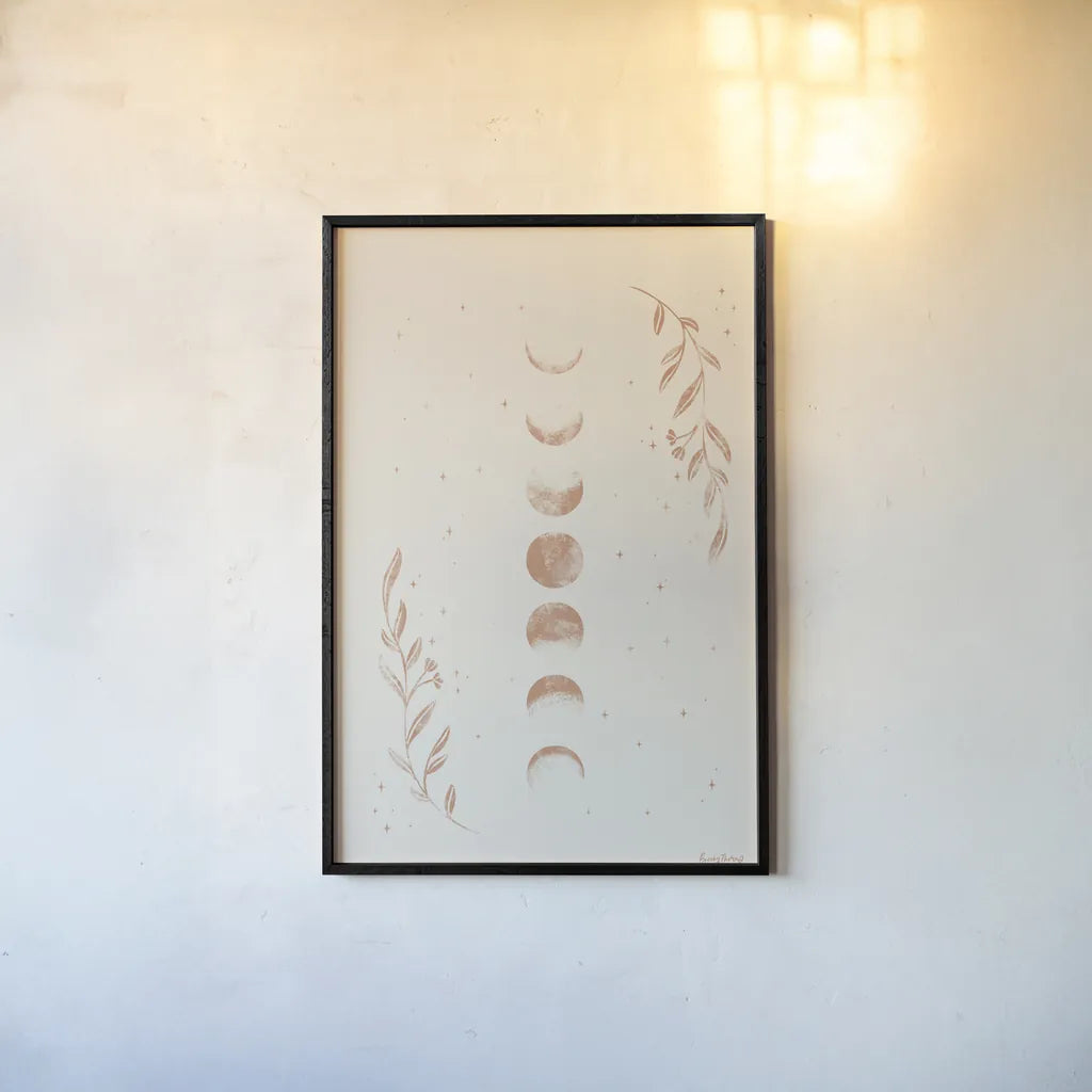 Lunar II Neutral by Becky Thorns. shown as a paper print in a black flame. Available as a archival giclee rolled canvas, fine art paper, or poster print. SKU 75901h.