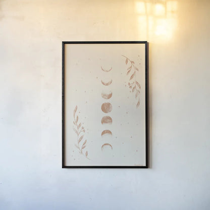 Lunar II Neutral by Becky Thorns. shown as a paper print in a black flame. Available as a archival giclee rolled canvas, fine art paper, or poster print. SKU 75901h.