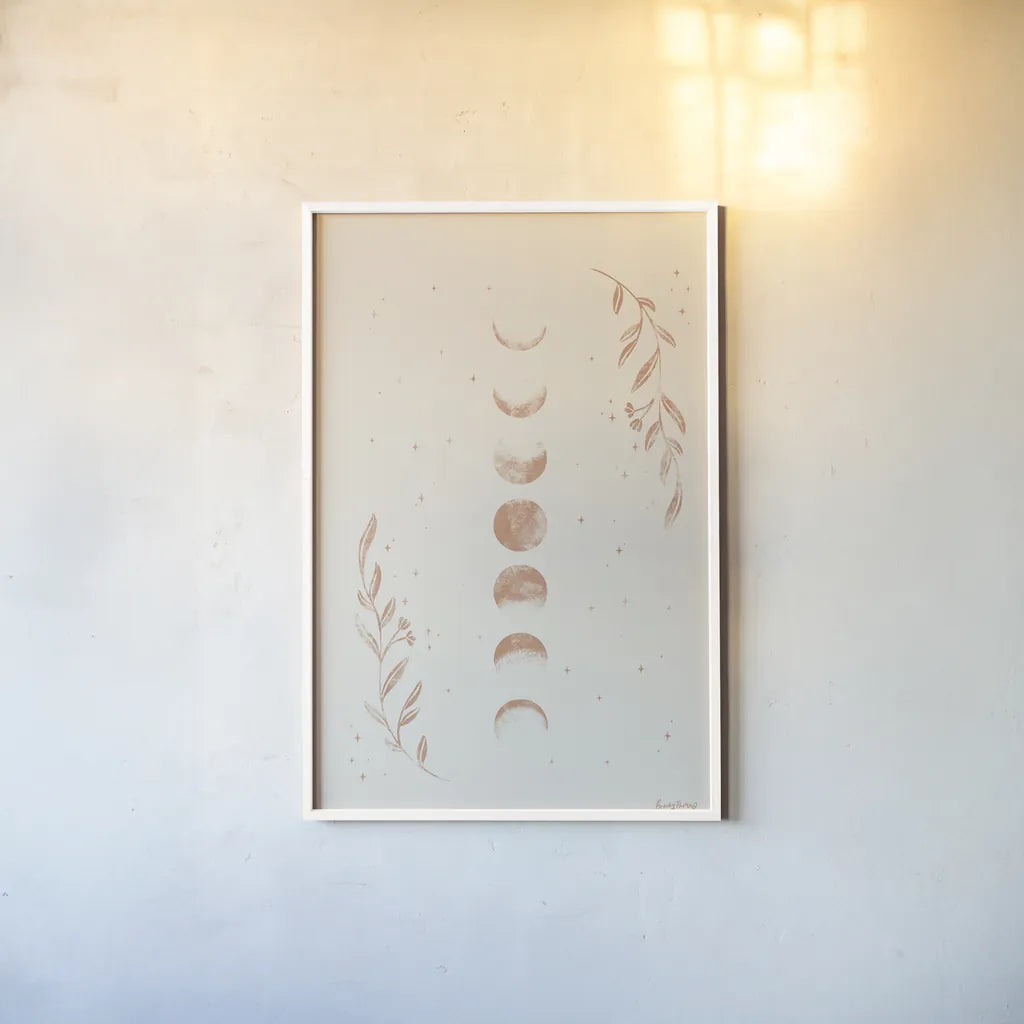 Lunar II Neutral by Becky Thorns. shown as a paper print in a white frame. Available as a archival giclee rolled canvas, fine art paper, or poster print. SKU 75901h.