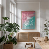 Magical Girl I by Becky Thorns. shown as a print in a natural wood frame in a dining room. Available as a archival giclee rolled canvas, fine art paper, or poster print. SKU 66454h.