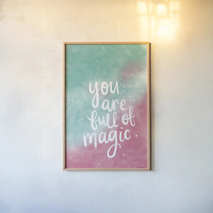 Magical Girl II by Becky Thorns. shown as a paper print in a natural frame. Available as a archival giclee rolled canvas, fine art paper, or poster print. SKU 66455h.