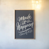 Make It Happen v2 by Becky Thorns. shown as a paper print in a natural frame. Available as a archival giclee rolled canvas, fine art paper, or poster print. SKU 58757h.