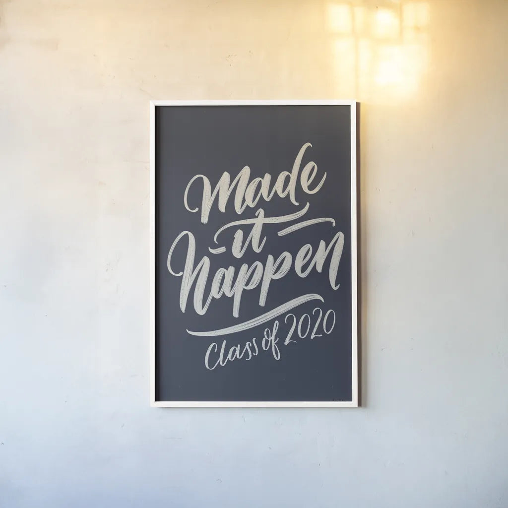 Make It Happen v2 by Becky Thorns. shown as a paper print in a white frame. Available as a archival giclee rolled canvas, fine art paper, or poster print. SKU 58757h.
