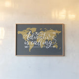 Mapped Out I by Becky Thorns. shown as a paper print in a natural frame. Available as a archival giclee rolled canvas, fine art paper, or poster print. SKU 68325i.
