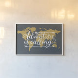 Mapped Out I by Becky Thorns. shown as a paper print in a white frame. Available as a archival giclee rolled canvas, fine art paper, or poster print. SKU 68325i.