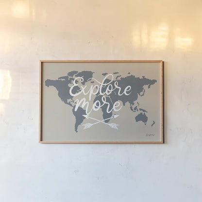 Mapped Out II by Becky Thorns. shown as a paper print in a natural frame. Available as a archival giclee rolled canvas, fine art paper, or poster print. SKU 68326i.