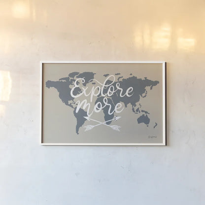 Mapped Out II by Becky Thorns. shown as a paper print in a white frame. Available as a archival giclee rolled canvas, fine art paper, or poster print. SKU 68326i.