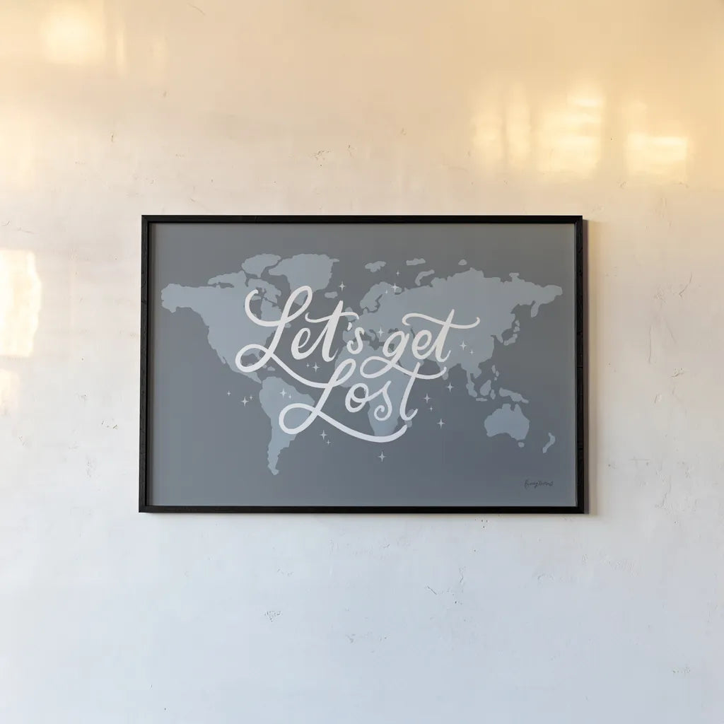 Mapped Out III by Becky Thorns. shown as a paper print in a black flame. Available as a archival giclee rolled canvas, fine art paper, or poster print. SKU 68327i.